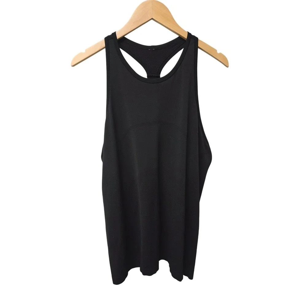 Lululemon Swiftly Tech T-Back Tank Top Womens 12 Black Racerback Running Gym EUC